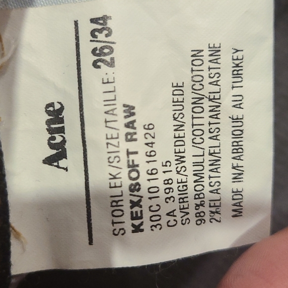 Acne Studios Kex Soft Raw Skinny Jeans Raw Hem, Dark Wash - Picture 3 of 9